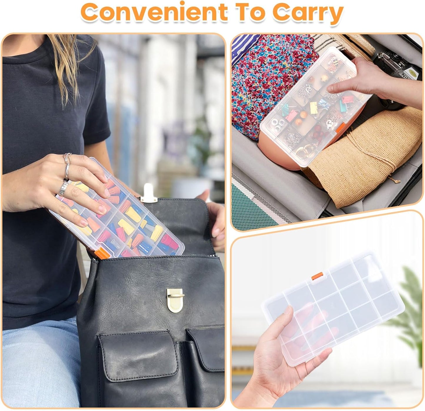 4PACK Extra Thick Bead Organizers, Mini Clear Plastic Storage Box Craft Containers for Nail jewelry rhinestones DIY Supply Case