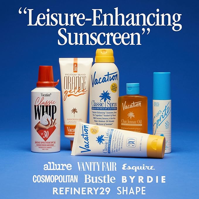 Vacation Classic Sunscreen Spray SPF 30, Water-Resistant, Lightweight, Transparent on All Skin Tones, Dermatologist-Tested, Vegan, 6 Fl. Oz. (Value Pack of 3)