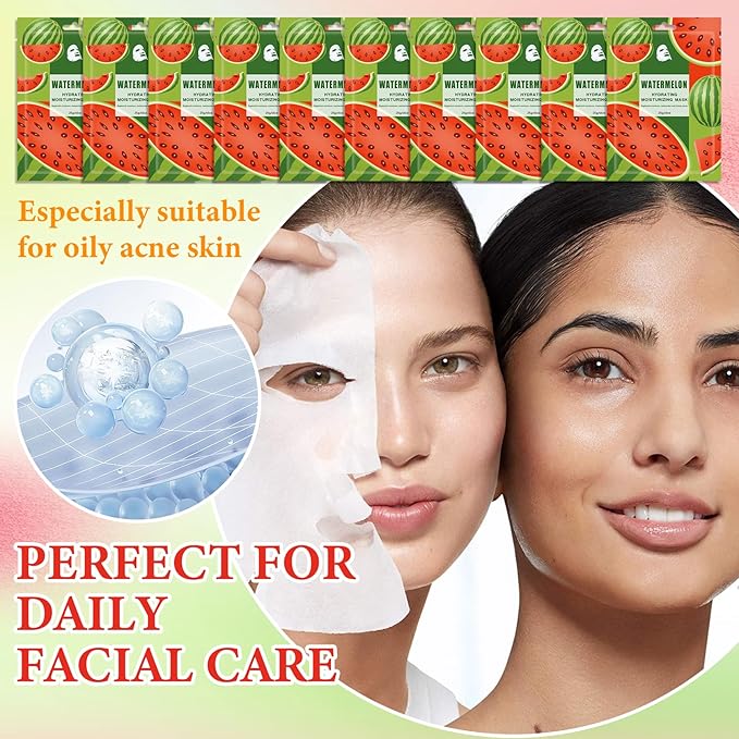 10 Pack Variety Facial Sheet Masks Skin Care Set, Hydrating Bulk Sheet Face Masks Skincare Gifts Set for Women Men, Long Lasting Moisturizing Face Mask Skincare for All Skin Type(A2)
