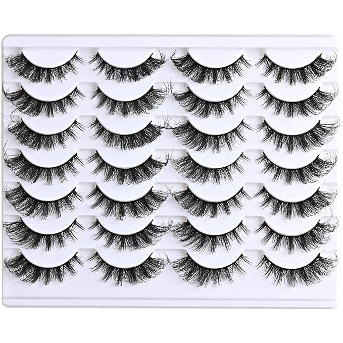 Cat Eye Lashes Natural Fox Eyelash Wispy Russian Strip Eyelashes D Curl Fake Fairy Lash Strips Fluffy Spiky Cateye Lashes Wispies False Eyelash Foxy Look