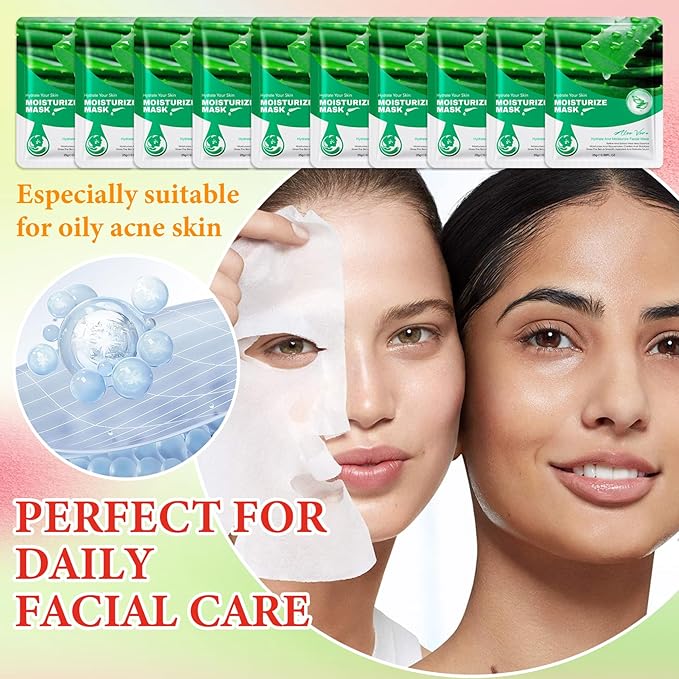 10 Pack Variety Facial Sheet Masks Skin Care Set, Hydrating Bulk Sheet Face Masks Skincare Gifts Set for Women Men, Long Lasting Moisturizing Face Mask Skincare for All Skin Type(C2)