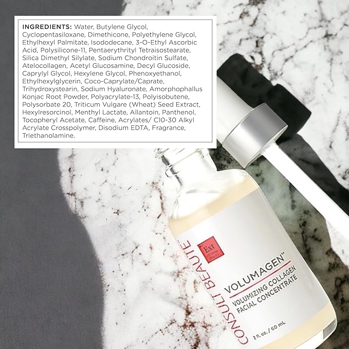 Consult Beaute Volumagen - Collagen Anti-Aging Serum for the Face - Hyaluronic Acid - Skin Nourishing & Plumping - Hydrates and Temporarily Fills for Smoother, Bouncy Skin - 2 Oz. Duo (2 Piece Set)