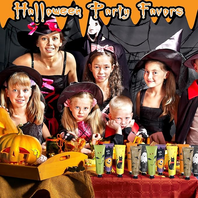 48 Pack Halloween Hand Cream Gift Sets for Women Ghost Mini Hand Lotion Bulk Travel Size Moisturizing Cream Halloween Party Favors Gifts for Stocking Stuffers 6 Natural Plant Fragrances