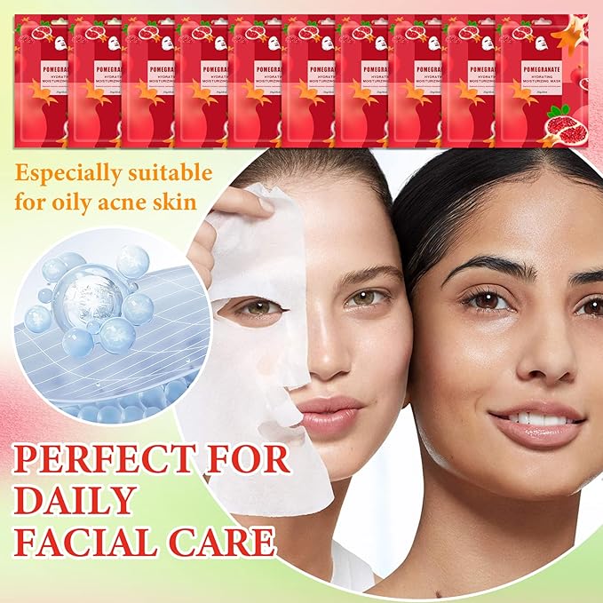 10 Pack Variety Facial Sheet Masks Skin Care Set, Hydrating Bulk Sheet Face Masks Skincare Gifts Set for Women Men, Long Lasting Moisturizing Face Mask Skincare for All Skin Type(D07)