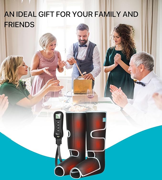 ALLJOY Leg Massager for Circulation and Pain Relief FSA, Gifts for Dad Mom Mothers Day Fathers Day, Leg Massager with Heat and Compression Helpful for Vericose Veins, Fatigue, Cramps, Swelling, Edema