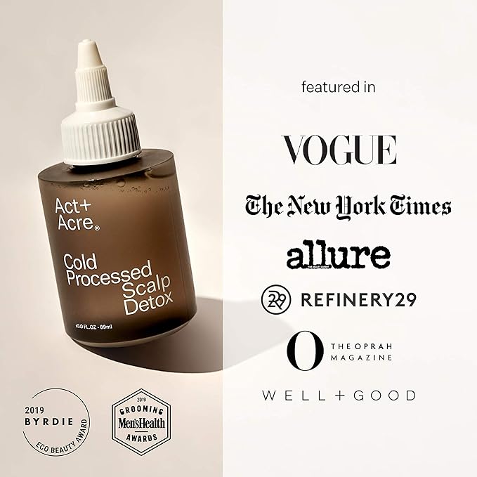 Act+Acre Cold Processed Vitamin E Scalp Detox Oil and BHA Salicylic Acid Exfoliator - For Dandruff and Dry Itchy Scalp - Hair Growth Treatment for Thinning Hair - Exfoliating Mask for Itch