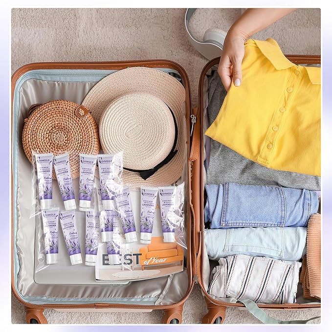 50 Pack Lavender Travel Size Body Lotion 1 Oz Dry Skin Moisturizer with Flip Cap for Extra Dry Skin, for Inns and Hotels, Airlines, Offices, Gyms and More