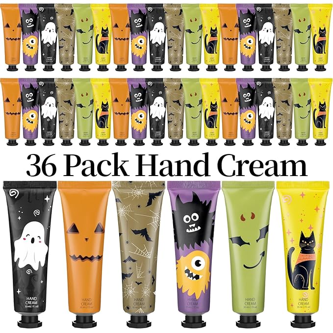 36 Pack Halloween Hand Cream Gift Sets for Women Ghost Mini Hand Lotion Bulk Travel Size Moisturizing Cream Halloween Party Favors Gifts for Stocking Stuffers 6 Natural Plant Fragrances