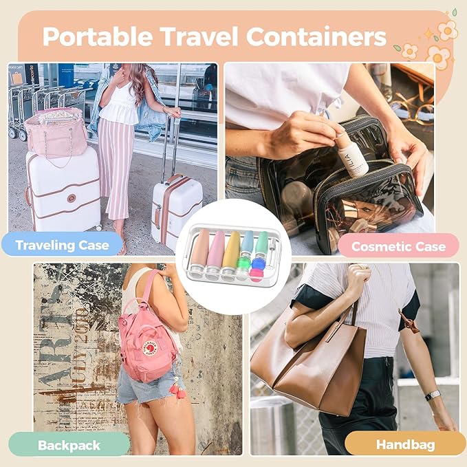 19 Packs Travel Bottles for Toiletries, Silicone Travel Size Toiletries, TSA Approved Travel Essentials, Leak Proof Travel Size Containers for Shampoo Conditioner Lotion