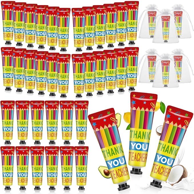 48 Sets Baby Shower Hand Cream Bulk Teacher Gifts Baby Shower Favors Bridal Thank You Hand Cream for Guests Travel Size Lotion with Organza Bags