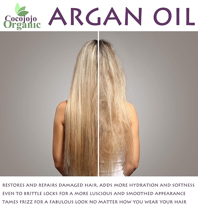 cocojojo Argan Oil Deodorized for Hair Treatment Oils, Pure Argan Oil for Face, Unrefined Unscented Cold Pressed Extra Virgin - 32 Oz - Packaging May Vary