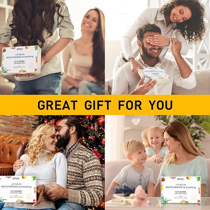 Dmsky DMSKY 30 Pack Lip Balm, Natural Lip Balm Bulk with Vitamin E and Coconut Oil 15 Flavors, Lip Care Product, Moisturizing Soothing Chapped Lips