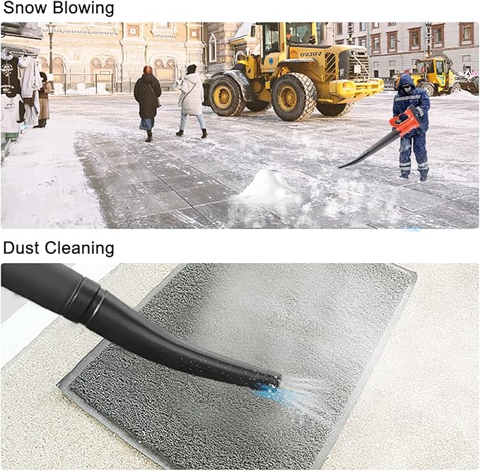 Cordless Leaf Blower, 21V 215CFM Elecrtic Leaf Blower with 4.0Ah Battery & Fast Charger, Portable Leaf Blower with 2 Section Tubes & 6 Speed Control for Blowing Leaves, Snow Debris & Dust Red