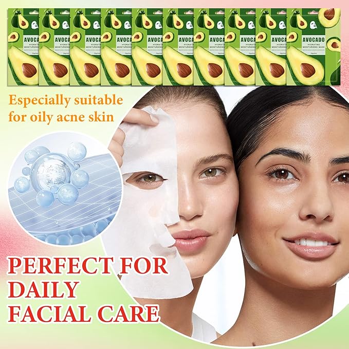 10 Pack Variety Facial Sheet Masks Skin Care Set, Hydrating Bulk Sheet Face Masks Skincare Gifts Set for Women Men, Long Lasting Moisturizing Face Mask Skincare for All Skin Type(A8)