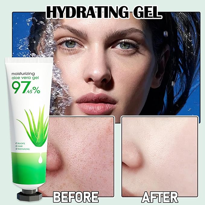 8Pcs Organic Aloe Vera Gel for After Sun Skin Care,Natural Moisturizing Aloe Vera Gel for Face & Body,Easy to Portable Face Moisturizer,Travel Size Pure Vera Aloe Gel for all Skin Types H