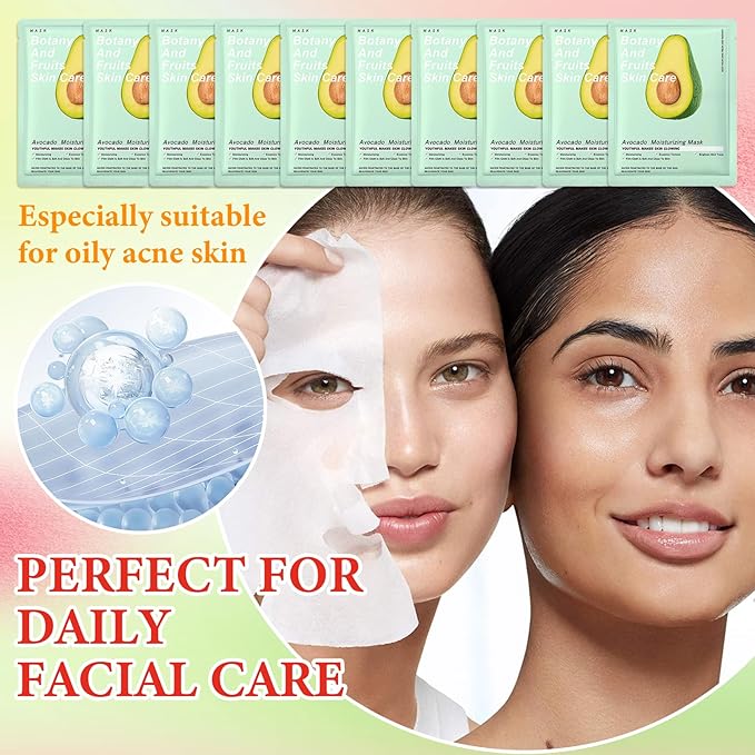 10 Pack Variety Facial Sheet Masks Skin Care Set, Hydrating Bulk Sheet Face Masks Skincare Gifts Set for Women Men, Long Lasting Moisturizing Face Mask Skincare for All Skin Type(B9)