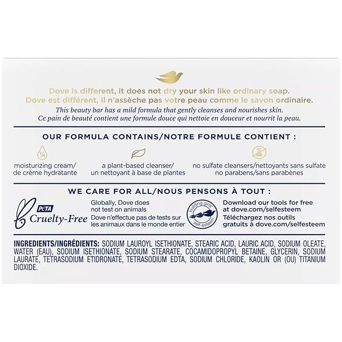 Dove Bar Soap for Sensitive Skin 3.17 oz (Pack of 2)(Packaging May Vary)