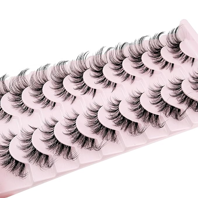 Cat Eye Lashes Wispy False Eyelashes Yasnai Strips Lashes Fox Eye Lash Fake Lashes Natural Look Eyelashes 10 Pairs Pack