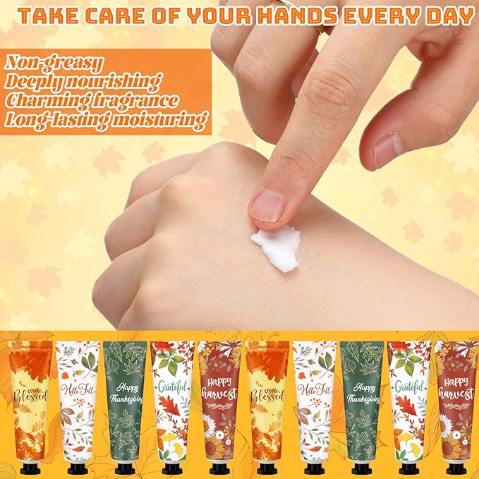 40 Pcs Fall Hand Lotion Bulk Gifts for Women Maple Leaves Hand Cream Gift Natural Botanical Fragrance Lotion for Chapped Hands 30ml Mini Travel Working Autumn Thanksgiving Party Supplies