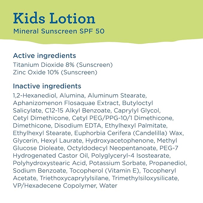 Blue Lizard Kids Mineral SPF 50 Sunscreen Lotion, 100% Mineral, Children’s Sunscreen, Water-Resistant Formula, Paraben-Free, Fragrance-Free, 5 fl oz