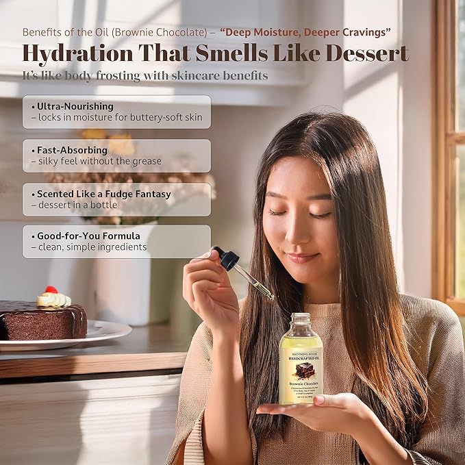 Brownie Chocolate Body Oil - Moisturizing Sweet Body Oil for Soft, Glowing, Radiant Skin (4 fl oz)