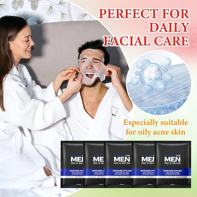 10 Pack Variety Facial Sheet Masks Skin Care Set, Hydrating Bulk Sheet Face Masks Skincare Gifts Set for Men, Long Lasting Moisturizing Face Mask Skincare for All Skin Type(15)