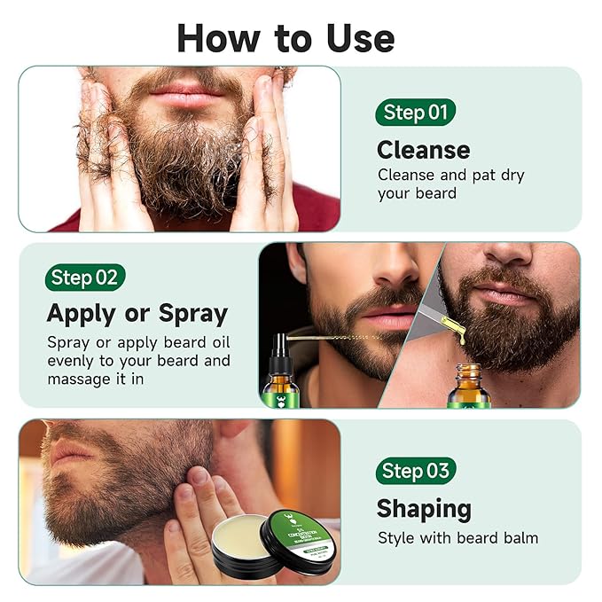 Beard Growth Oil & Beard Balm - Beard Growth Kit with 5% Concentration Biotin for Men, Natural Ingredients with Argan Oil, Jojoba Oil and Vitamin (Citrus Serenity)