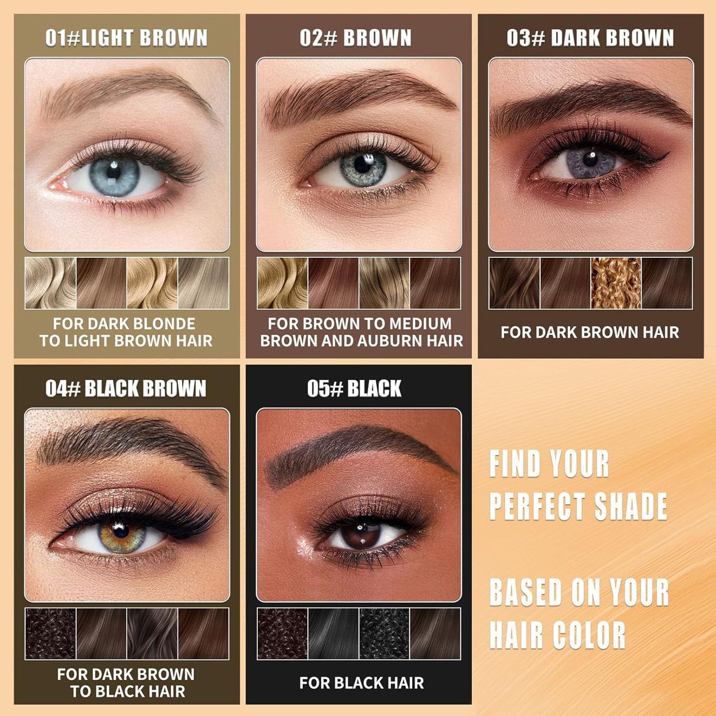 4-Fork Tip Microblading Eyebrow Pen - 2-in-1 Waterproof Eyebrow Pencil, Long-Lasting Natural Hair-Like Brows, Smudge-Proof & Easy to Use (With Tint 05#Black)