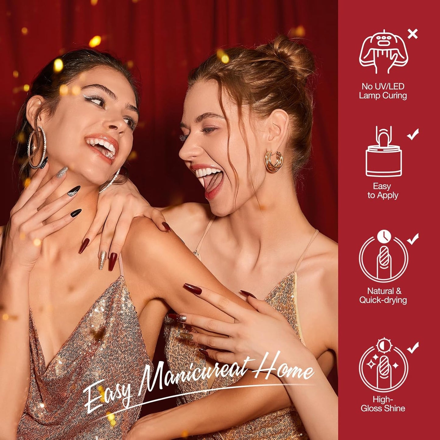 AZUREBEAUTY Dip Powder Nail Kit,4 Colors Red Burgundy Berry Dipping Powder System Liquid Set Recycling Tray with Base & Top Coat Activator for French Nail Art Manicure Salon DIY