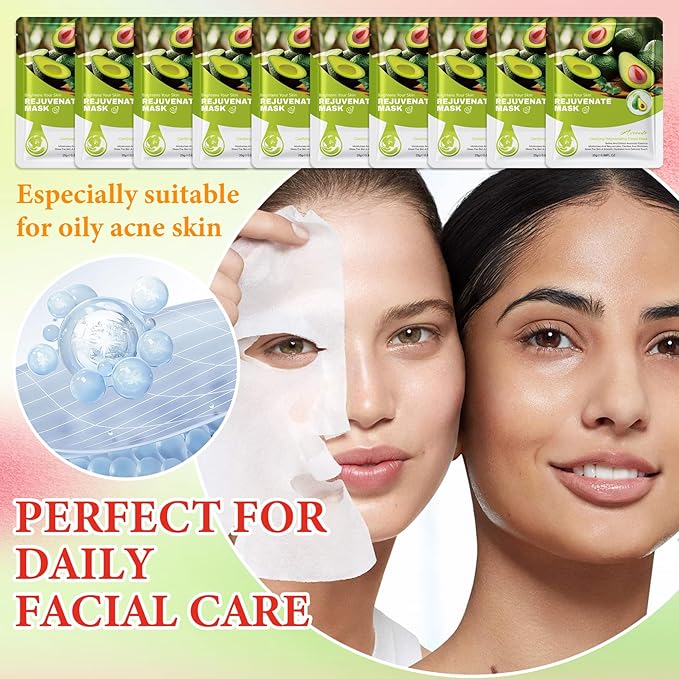 10 Pack Variety Facial Sheet Masks Skin Care Set, Hydrating Bulk Sheet Face Masks Skincare Gifts Set for Women Men, Long Lasting Moisturizing Face Mask Skincare for All Skin Type(C8)