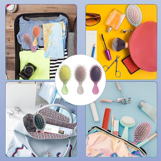 56 Pieces Mini Wet Hair Brush Bulk Small Pocket Hair Brush Set Travel Detangler Hair Brush Mini Soft Bristles Detangling Brush for Most Hair Type Wet Dry Hair, Multicolor