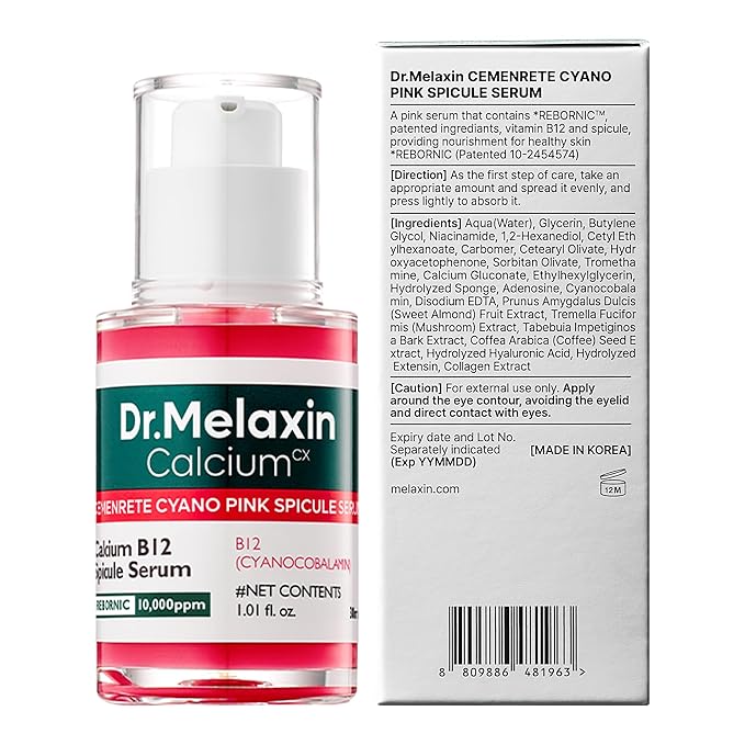 Cemenrete Cyano Pink Spicule Serum with Calcium, pore tightening refines pores tightening serum 1.01 fl. oz.