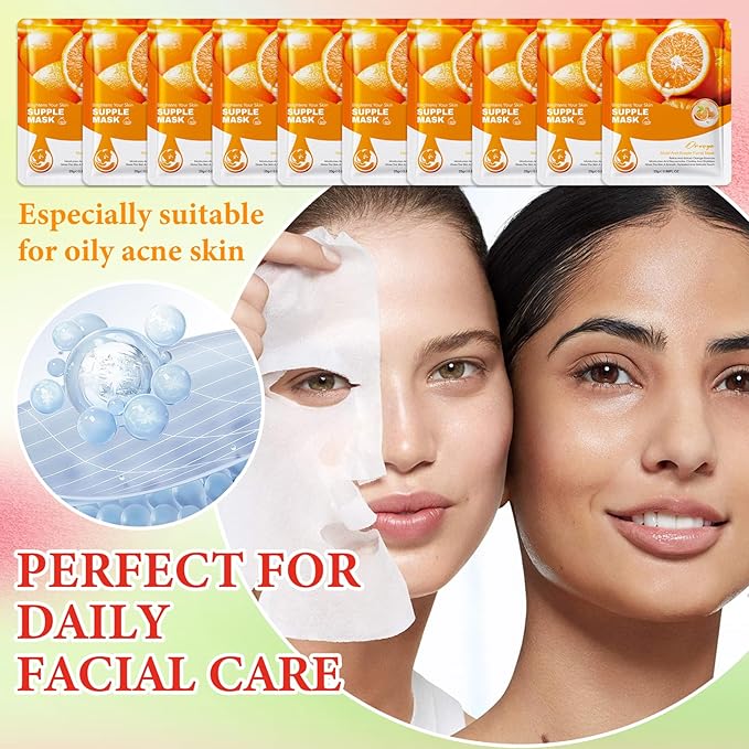 10 Pack Variety Facial Sheet Masks Skin Care Set, Hydrating Bulk Sheet Face Masks Skincare Gifts Set for Women Men, Long Lasting Moisturizing Face Mask Skincare for All Skin Type(C5)