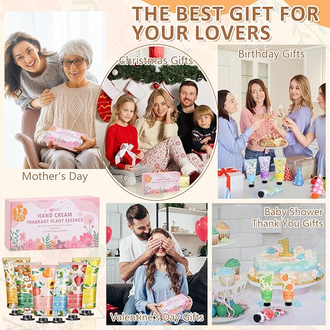 12 Pack Hand Cream Gifts Set For Women, Mini Hand Lotion Travel Size in Bulk for Dry Cracked Hands, Graduation Gifts, End of Year Teacher Appreciation Gifts, Thanksgiving Gifts, Party Favors