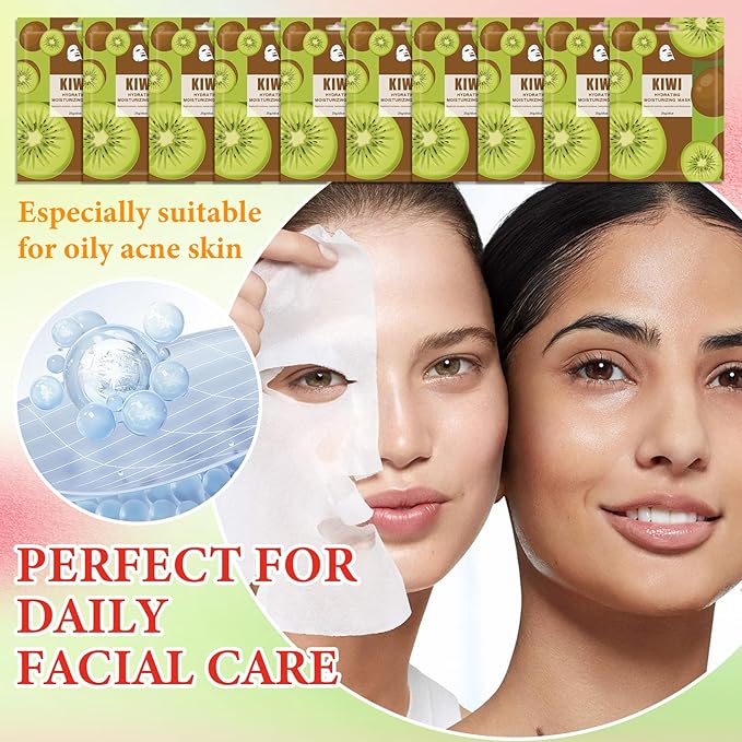 10 Pack Variety Facial Sheet Masks Skin Care Set, Hydrating Bulk Sheet Face Masks Skincare Gifts Set for Women Men, Long Lasting Moisturizing Face Mask Skincare for All Skin Type(A10)