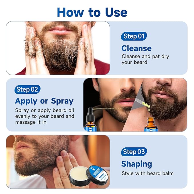 Beard Growth Oil & Beard Balm - Beard Growth Kit with 2X Concentration Biotin for Men, Natural Ingredients with Argan Oil, Jojoba Oil and Vitamin (Sandalwood)