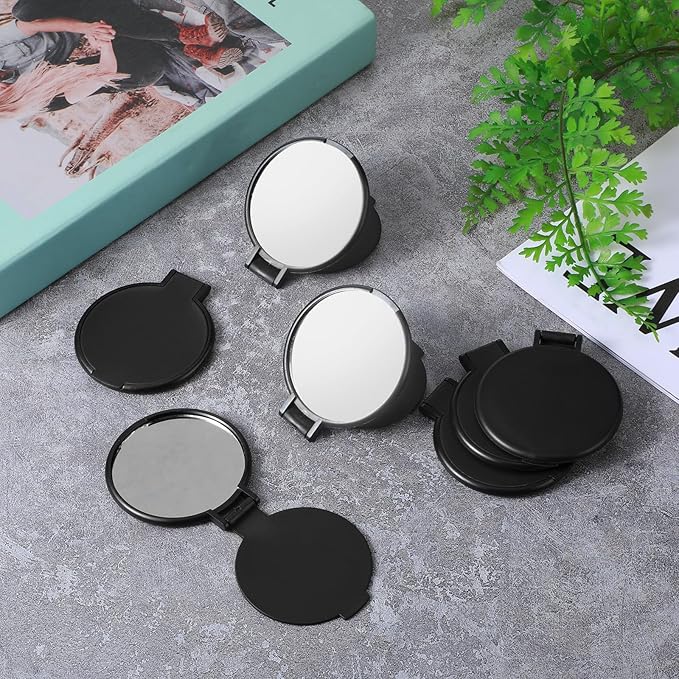 50 Pcs Round Compact Mirror for Purse Mini Folding Mirror Portable Pocket Mirror Makeup Small Mirror Vintage Portable Travel Makeup Mirror for Women Daily Use