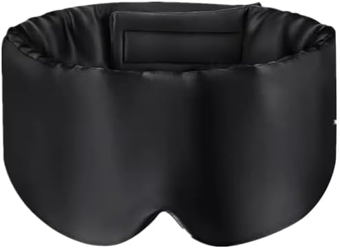 100% Mulberry Silk Sleep Mask, Large Adjustable Eye Cover for Sleeping, Comfortable, Pressure-Free and Breathable Sleeping Masks for Women Men - Black