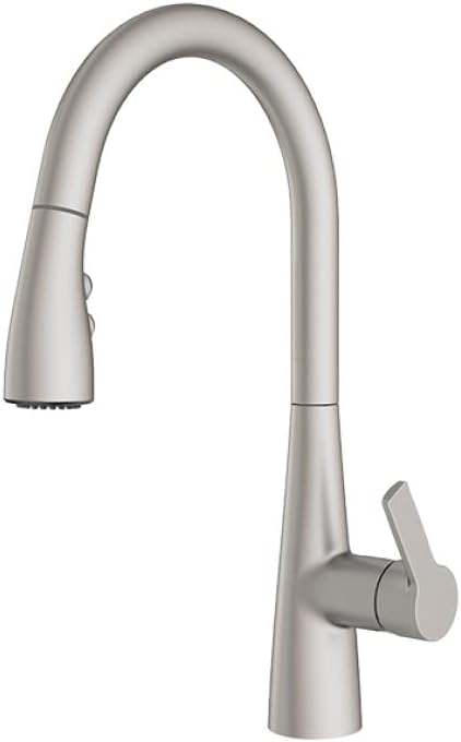 Amazon Basics Kitchen Faucet, Pull-Down Sink with Fast Mount, Spot-Free Stainless Finish, 1-Pack