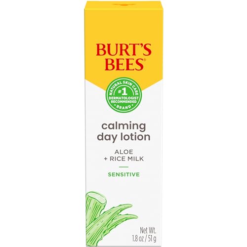 Burt's Bees Back To School Dorm Essentials, Calming Night Cream, With Aloe and Rice Milk, Face Moisturizer For Sensitive Skin, 98.8 Percent Natural Origin, 1.8 oz. Tub