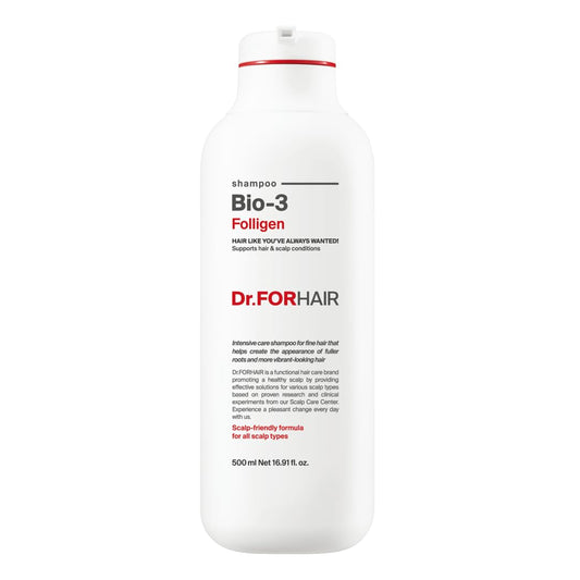 Dr.FORHAIR Bio-3 Folligen Shampoo 500 ml/16.91 fl. oz. | Hair Strengthening and Volumizing | Revitalizes and Moisturizes