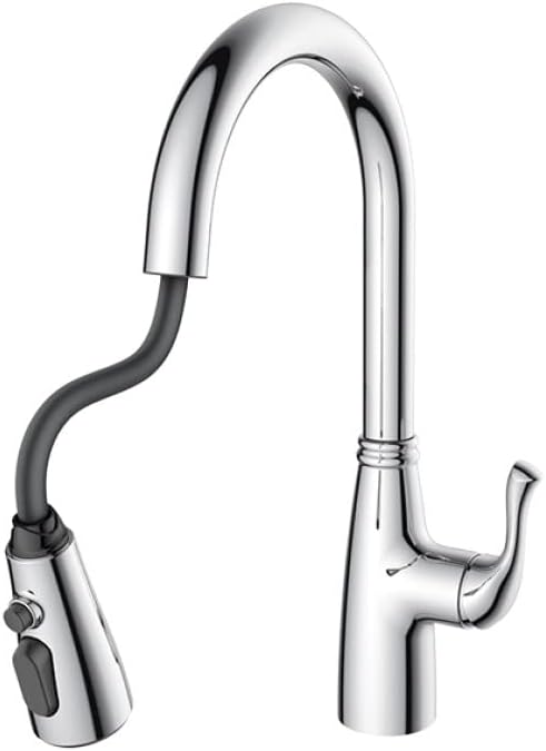 Amazon Basics Kitchen Faucet, Pull-Down Sink with Fast Mount, Chrome Finish, 1-Pack