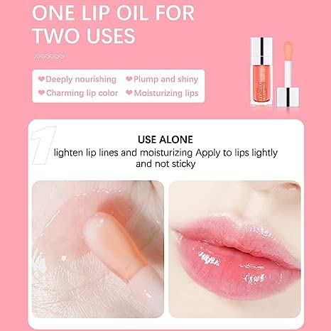 3 Pcs Plumping Lip Oil - Hydrating Glow, Tinted Balm, Long Lasting Transparent Moisturizing Gloss, Natural Plumper to Make Lips Fuller (01+07+12)