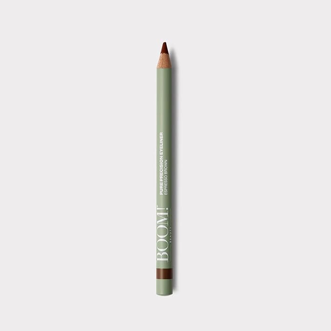 BOOM! Beauty Pure Precision Eyeliner: All-Natural, Skin-Loving, All-Day Wear. Waterproof, Smudge-proof, Smooth Glide Pencil. Richly Pigmented Vegan Eye Makeup For Ageing Skin (Espresso Brown)