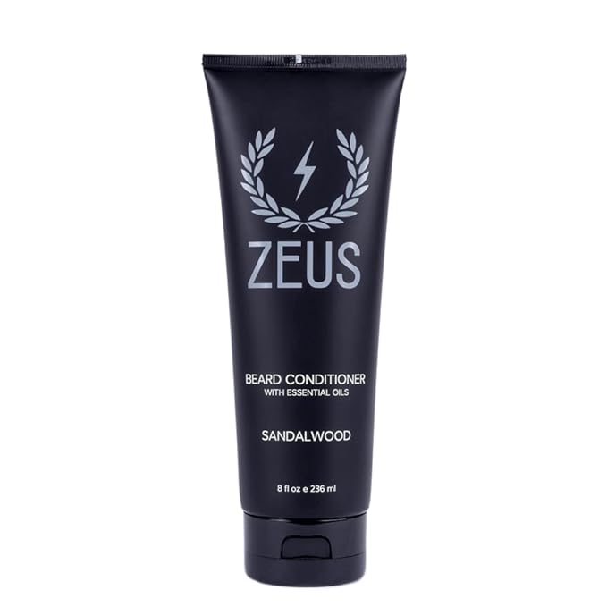 ZEUS Beard Conditioner Wash, Cleansing & Moisturizing Beard Wash with Green Tea & Natural Ingredients to Soften Beard – 8 oz. (Made in USA) Sandalwood