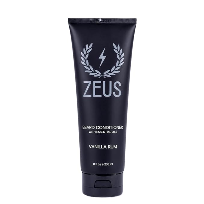 ZEUS Beard Conditioner Wash, Green Tea & Natural Ingredients to Cleanse & Soften Beard – MADE IN USA (Vanilla Rum) 8 oz.