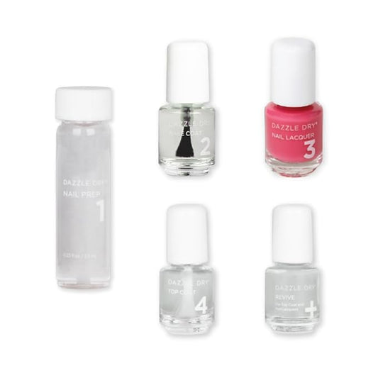 Dazzle Dry Mini Kit 4 Step System - Raspberry Crème - Light raspberry milkshake. Full coverage cream. (5 Piece Kit / 5 Manicures)