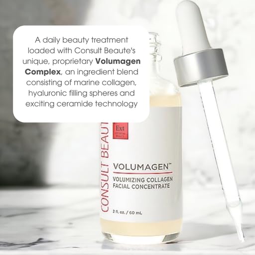 Consult Beaute Volumagen - Collagen Facial Serum Concentrate for Nourishing & Plumping Skin - Hydrates and Temporarily Fills for Smoother, Bouncy Skin - Hyaluronic Acid & Vitamin C - 2 Fl. Oz.