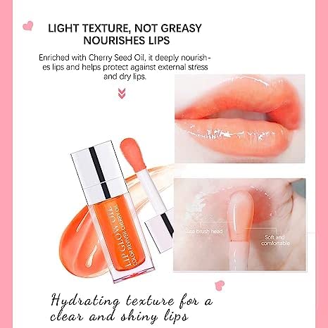 3 Pcs Plumping Lip Oil - Hydrating Glow, Tinted Balm, Long Lasting Transparent Moisturizing Gloss, Natural Plumper to Make Lips Fuller (01+07+12)
