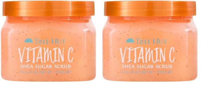 Tree Hut Vitamin C Shea Sugar Scrub, 18 oz, Ultra Hydrating and Exfoliating Scrub for Nourishing Essential Body Care (Pack of 2)